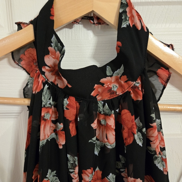 Lulu's Black and Red Floral Backless Dress Jane Anne Size XL - Picture 13 of 15